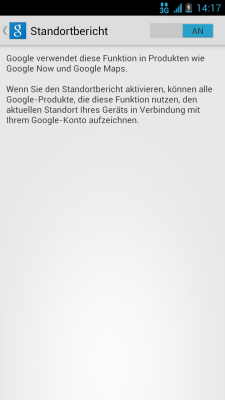 Der Standortbericht übermittelt die Position des Handys an Google.