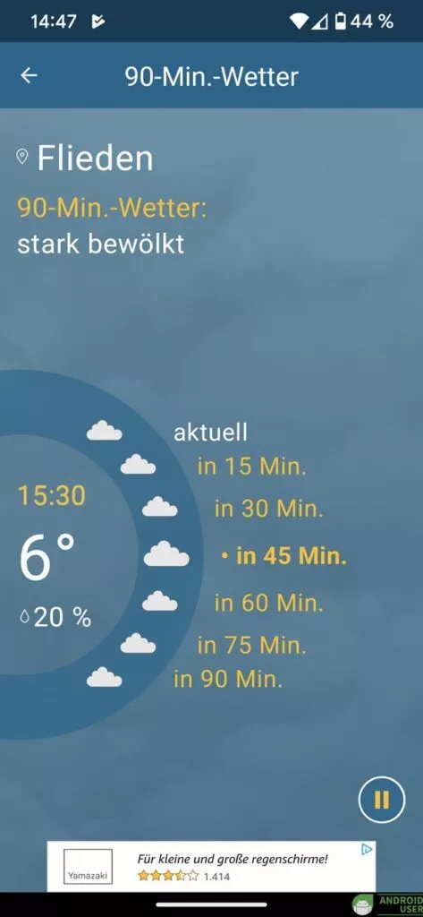 WetterOnline zeigt das Wetter der nächsten 90 Minuten