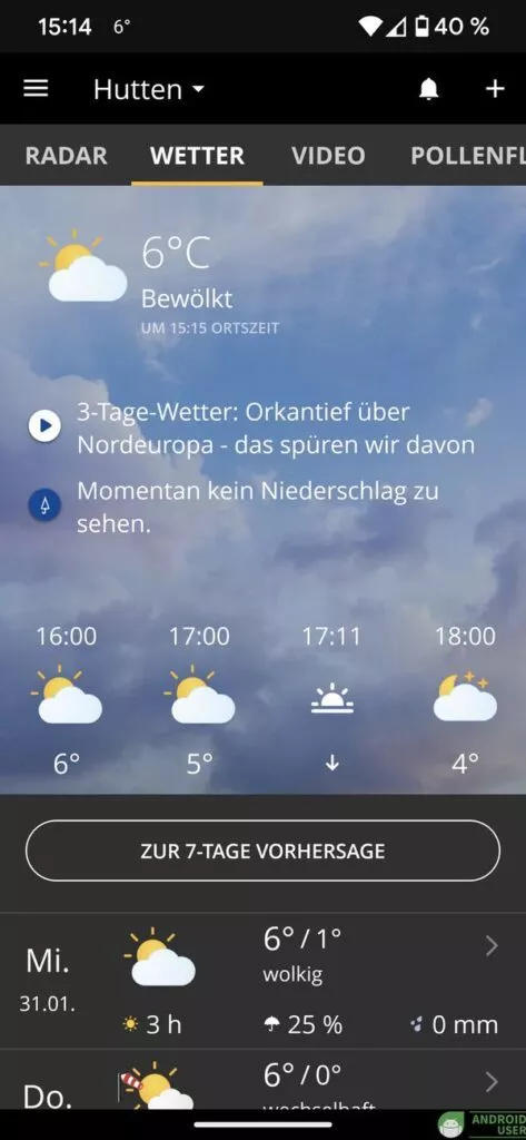 kostenlose Wetter App Wetter.com eine Wetter App für Android