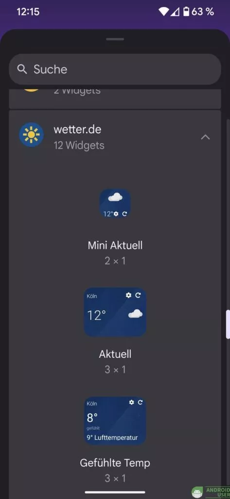 Die Wetter-App bietet viele Widgets