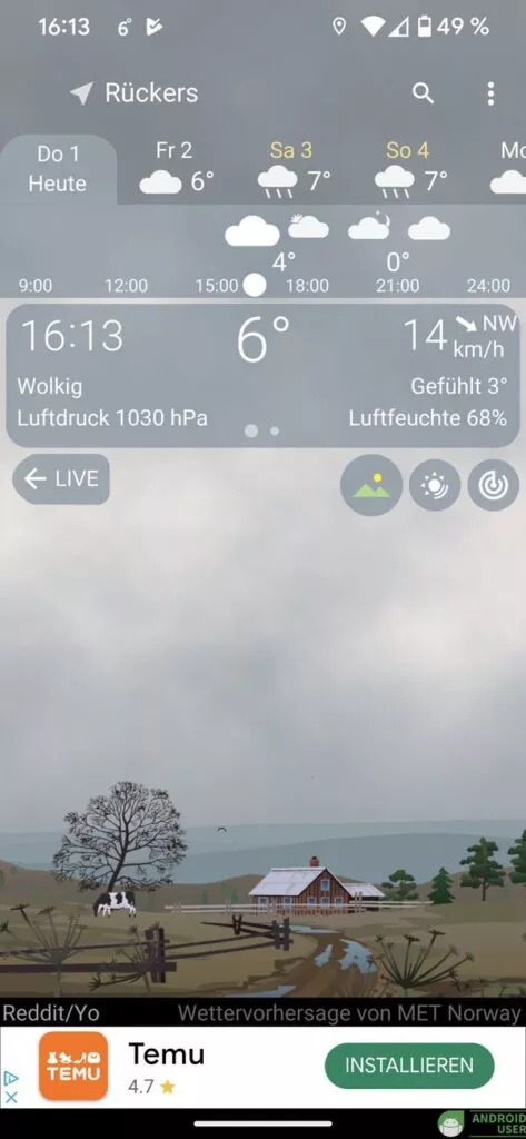 YoWindow, eine interaktive kostenlose Wetter App