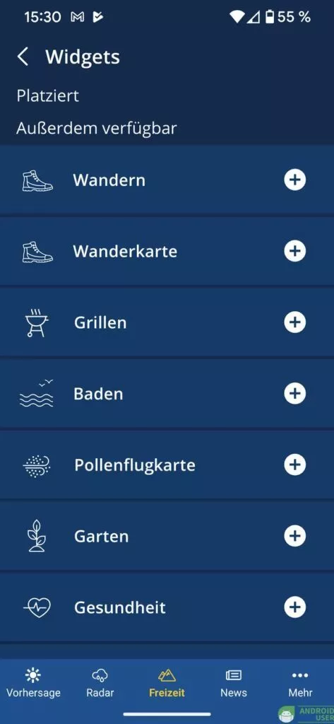 Widget nach Kategorie erstellen in Wetter.de