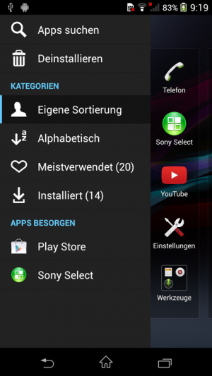Abbildung 3: Den App-Drawer können Sie ganz nach Ihren Wünschen gestalten.
