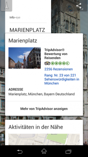 Abbildung 8: Info-Eye erkennt Sehenswürdigkeiten im Bild und zeigt Informationen dazu an.