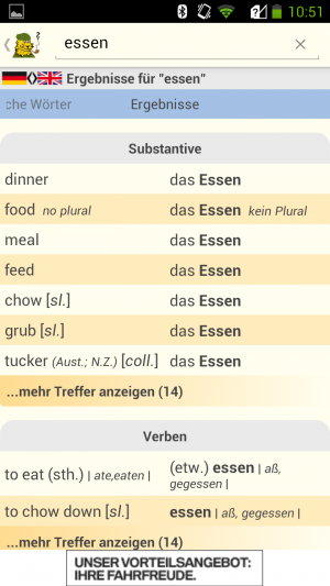 Abbildung 4: Leo übersetzt nicht nur, sondern bildet beispielsweise auch die Zeiten für das Verb.