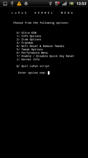 Abbildung 8: Über das LuPus-Kernel-Menü lässt sich das Xperia Play übertakten und weiter tweaken.