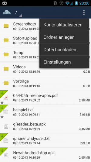 Abbildung 3: Auf den ersten Blick unterscheidet sich die ownCloud-App nicht von Dropbox und Co.
