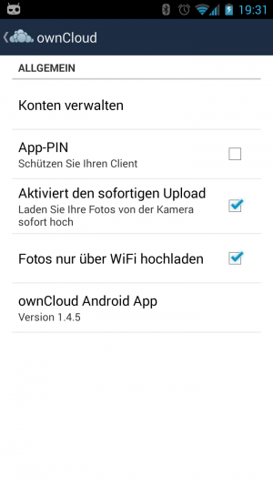 Abbildung 9: Per Sofort-Upload sichert ownCloud Handyaufnahmen direkt in Ihrer privaten Datencloud.