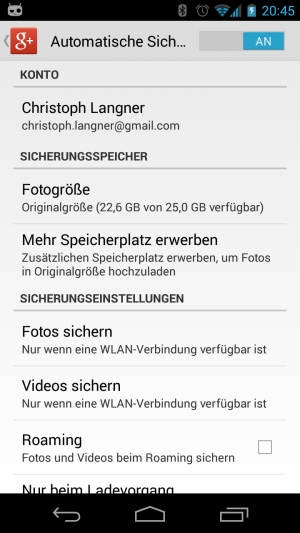 Abbildung 6: Legen Sie in den Einstellungen von Google+ fest, wann Bilder gesichert werden sollen.