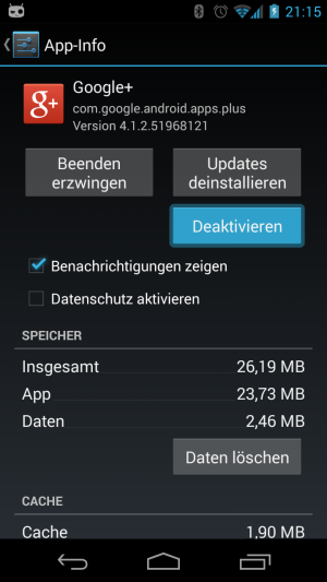 Abbildung 11: Crapware kann oft nicht gelöscht werden, deaktiviert ist sie aber nicht mehr sichtbar.