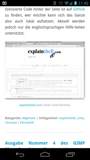 Abbildung 17: Beim Scrollen auf der Seite entfernt Chrome inzwischen sogar die schmale Adressleiste.