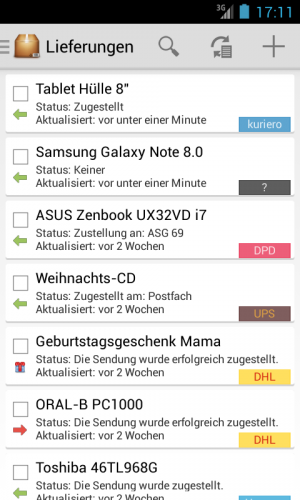 Abbildung 13: Mit der Lieferungen-App behalten Sie den Überblick über Ihre Bestellungen.