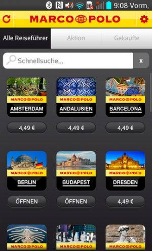 Abbildung 1: Nach dem Start der App sehen Sie alle verfügbaren City Guides.