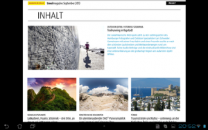 Abbildung 4: Viele Bilder, wenig Text: Das Travel Magazine ist das Gegenteil der Städteführer-App.