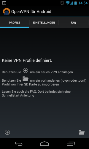 Abbildung 6: Der OpenVPN-Client für Android verbindet Sie mit dem Uni-Netz.