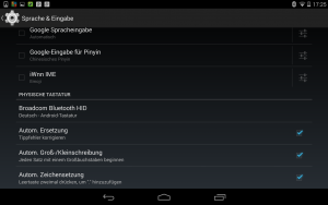 In den Tastatureinstellungen von Android müssen Sie für die Physikalische Tastatur Deutsch als Sprache auswählen.