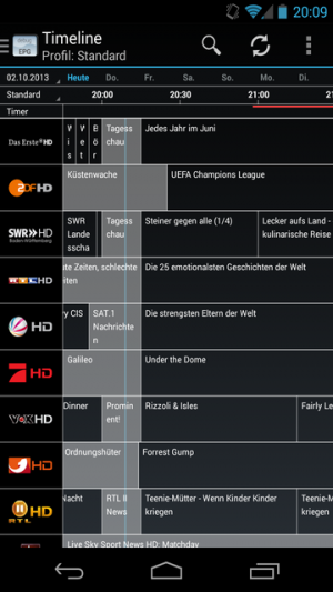 Abbildung 4: Die Timeline von dream EPG bietet eine tolle Programmübersicht.