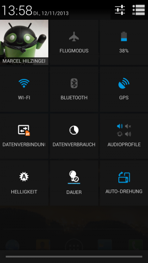 Abbildung 2: Die Schnelleinstellungen sind eine gelungene Änderung des Standard-Android-Systems.