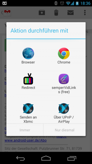 Abbildung 7: Lassen Sie in Zukunft youtu.be-Links immer mit Redirect For Youtu.be öffnen.