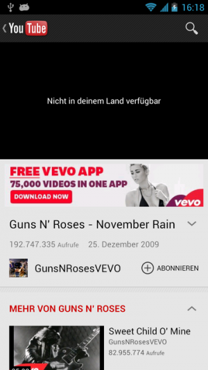 Abbildung 11: Die Wiedergabe dieses YouTube-Videos wurde in Deutschland von der GEMA untersagt.