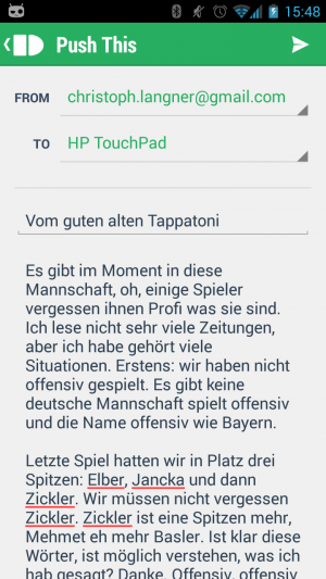 Abbildung 5: Seit kurzem können Sie mit PushBullet auch "Bullets" von Handy zu Handy verschicken.