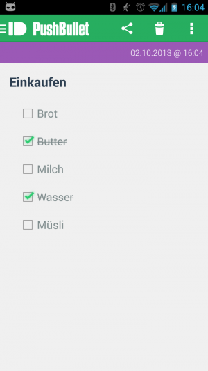 Abbildung 6: Auch To-do- oder Aufgabenlisten lassen sich mit PushBullet bequem mit dem Handy managen.