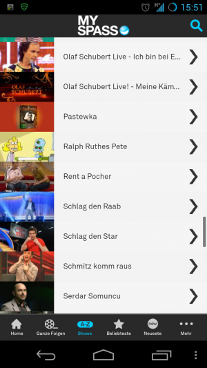 Abbildung 6: Comedyfans finden bei mySpass eine große Auswahl an lustigen Clips.