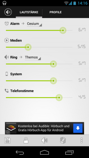 Abbildung 8: Im AudioManager definieren Sie Audioprofile für unterschiedliche Situationen.