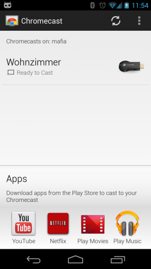 Abbildung 3: Mit der Chromecast-App verwalten Sie den Chromecast-Stick in Ihrem WLAN.