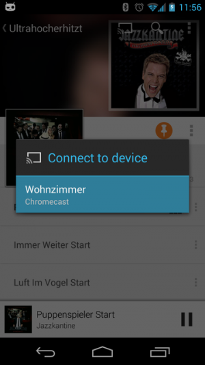 Abbildung 5: Auch Play Music unterstützt das Streamen von Musik auf den Fernseher.