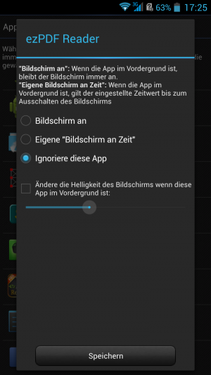 Abbildung 8: Sogar das Bildschirmverhalten bei einzelnen Apps lässt sich bestimmen.