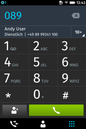Abbildung 2: Die Dialer-App des Firefox-Handys kann alles, was ein Handy können muss.
