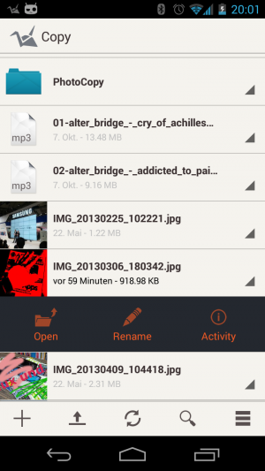 Abbildung 6: Copy zeigt Ihnen auch auf dem Handy alle Cloudspeicherdateien an.