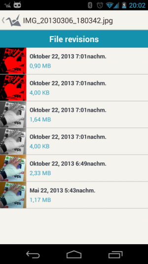 Abbildung 9: Anders als bei Dropbox sehen Sie die Dateihistorie auch in der App.