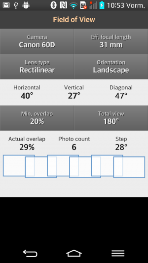Abbildung 4: Der Photography Calculator hilft Ihnen auch bei der Berechnung des Gesichtsfelds.