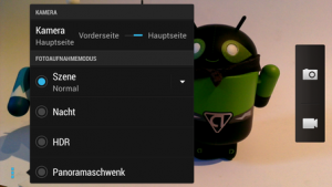 Abbildung 7: Die HTC-Kamera zeigt alle Einstellungsmöglichkeiten über das Symbol links unten an.