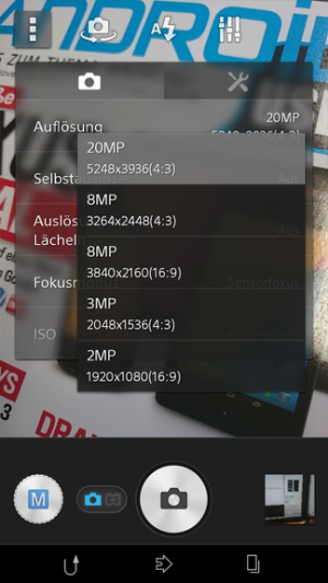 Abbildung 21: Die volle Auflösung von 20 Megapixeln steht nur im manuellen Modus zur Verfügung.