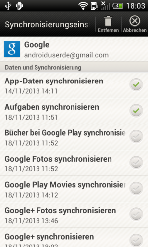 Abbildung 6: Deaktivieren Sie die Synchronisation von nicht genutzten Google-Diensten.
