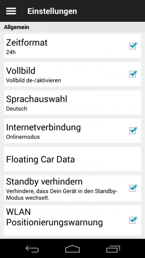 Abbildung 5: Unter "Floating Car Data" erlauben Sie die anonyme Übertragung von Verkehrsdaten.