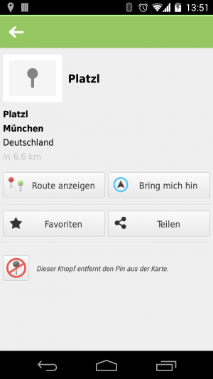 Abbildung 6: Aus der Detailansicht zu einem Punkt in der Karte starten Sie die Navigation.