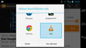 Abbildung 7: Die MP4 streams reicht Theke ohne VLC üblicherweise direkt an einen Browser weiter.