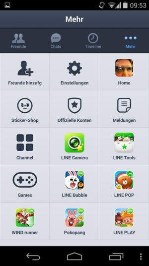 Abbildung 3: Line besteht nicht nur aus einem Messenger, sondern bringt viele weitere Apps mit.