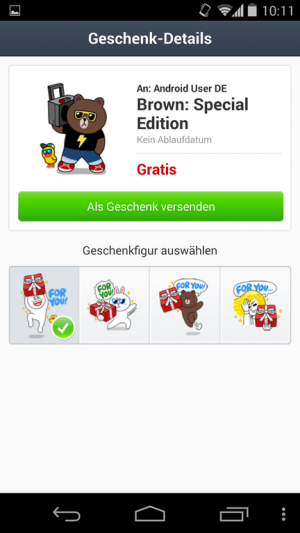 Abbildung 5: Sie können Ihren Freunden sogar virtuelle Geschenke über Line senden.