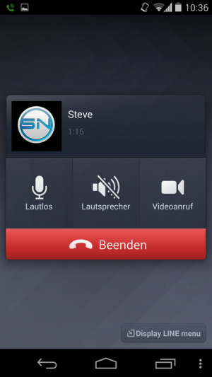 Abbildung 6: Line startet zunächst einen Sprachanruf, den Sie dann zum Video-Call umschalten.