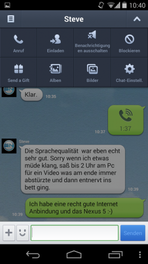 Abbildung 7: Die wichtigsten Punkte verbergen sich im Kontextmenü des Chatfensters oben rechts.