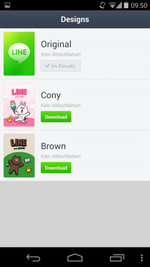 Abbildung 11: Neben den Stickern bietet Line auch verschiedene Designs für den Messenger an.