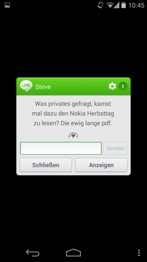Abbildung 12: In der Grundeinstellung erscheinen die Nachrichten auch bei gesperrtem Display.