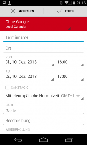 Abbildung 10: Sogar die gewünschte Farbe hat der neue Kalender übernommen, besser als im Original.