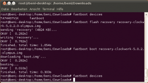 Abbildung 1: Nach dem Aufsperren des Bootloaders installieren Sie das ClockworkMod-Recovery.