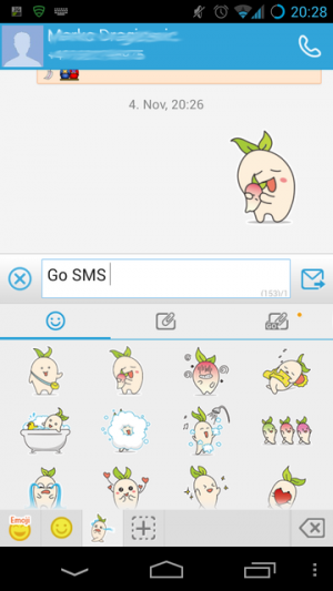 Abbildung 7: Go SMS Pro bringt neben den Emojis noch weitere Bilder mit.